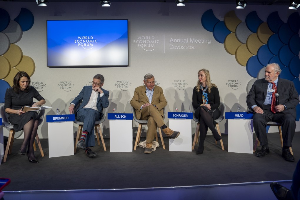 Graham Allison (centre), a professor with the Harvard Kennedy School of Government, expects ties between the US and China to improve this year. Photo: World Economic Forum