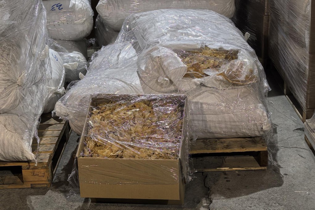 Hong Kong police have arrested five men for allegedly stealing more than four tonnes of dried fish maws. Photo: Handout