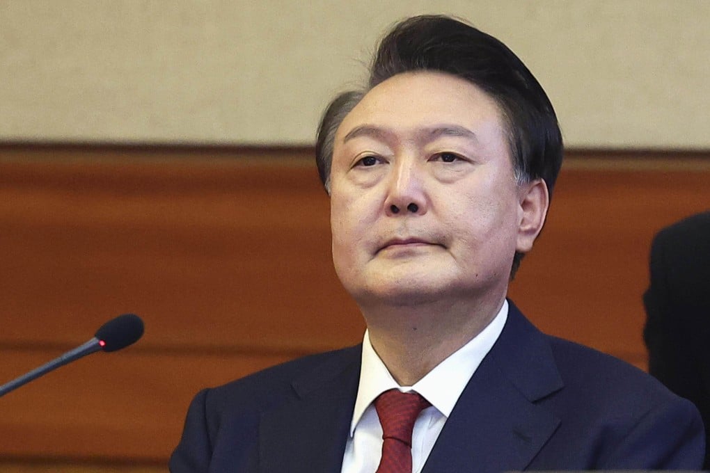 Impeached South Korean President Yoon Suk-yeol attends his impeachment trial for the first time in Seoul on Tuesday. Photo: Kyodo