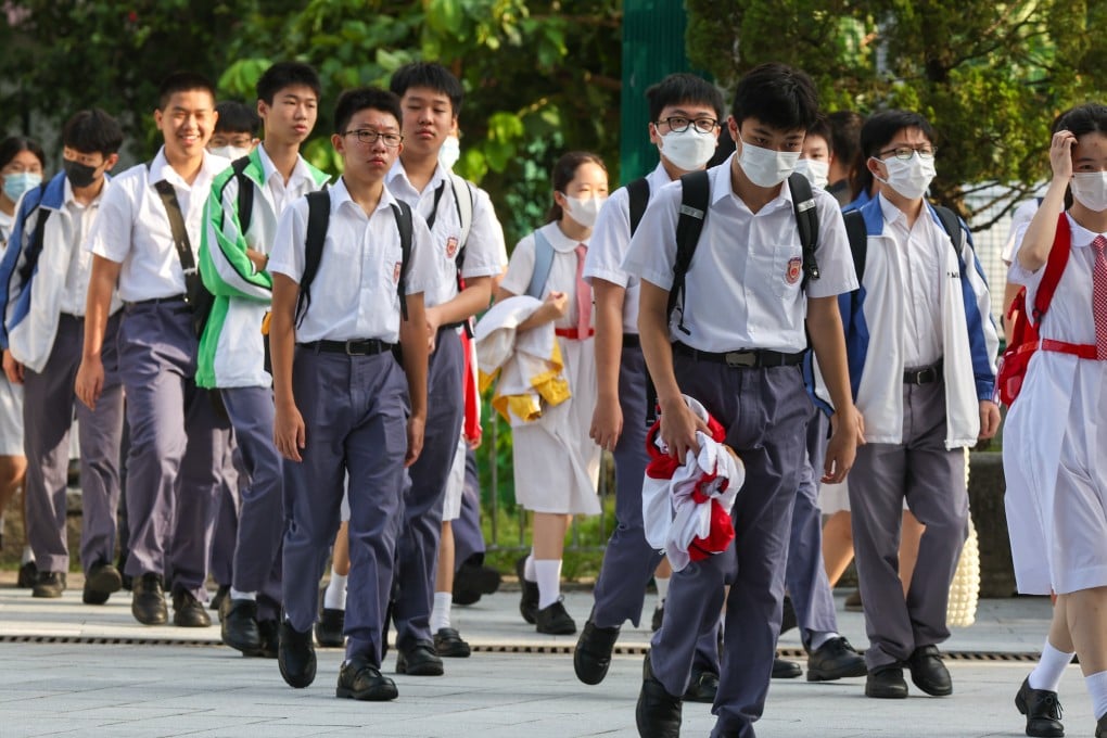 Students return to school on the first day of the academic year at Po Leung Kuk Ma Kam Ming College in Fanling in 2023. Photo: Edmond So