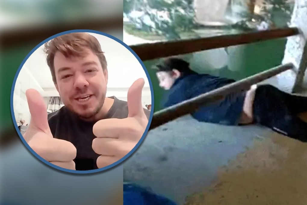 A man from the United States who is living in China has been given a bravery award for saving an elderly woman from drowning in a river. Photo: SCMP composite/Douyin