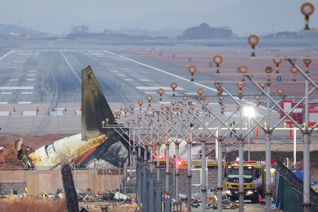 The wreckage of the crashed Jeju Air jet lies at Muan airport in South Korea on December 30. Photo: Reuters