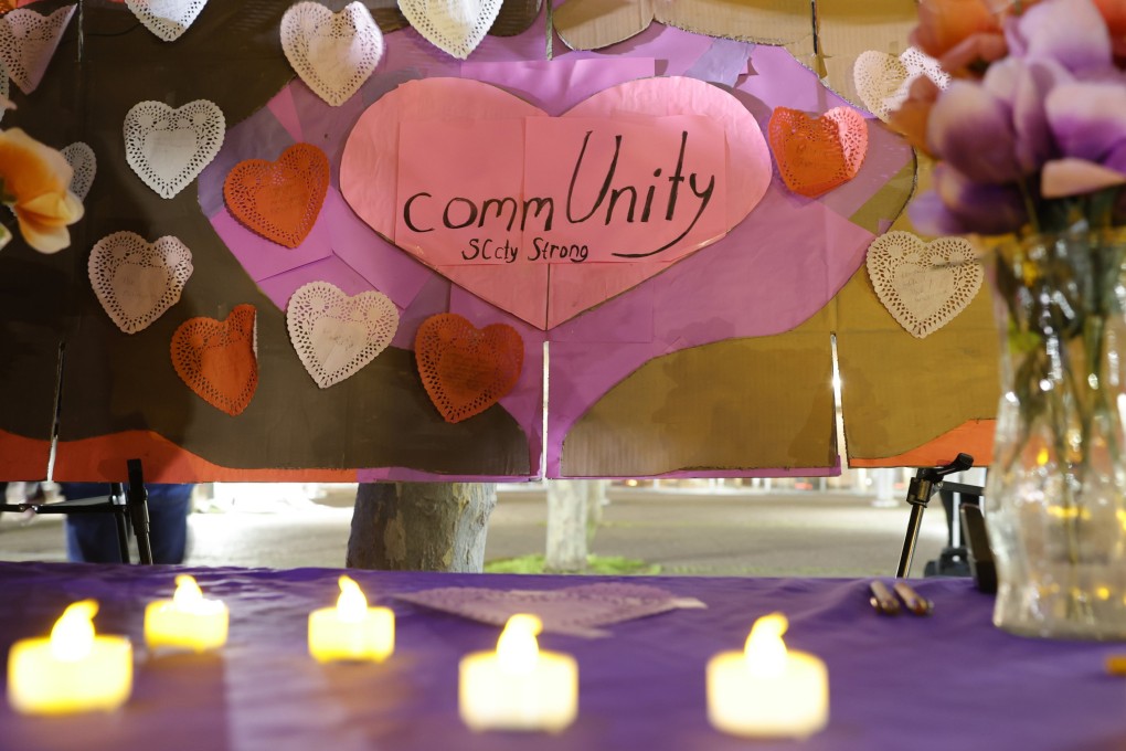 Decorations and candles in support of immigrant communities are seen during a rally by religious and community leaders in San Jose, California, on Tuesday. Photo: EPA-EFE