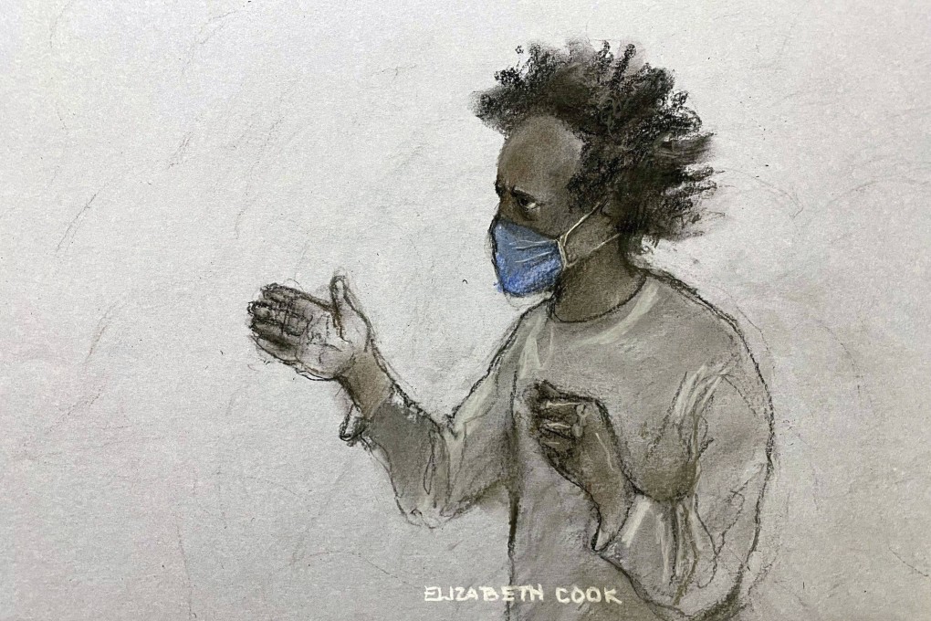 Axel Rudakubana, 18, shouts from the dock at Liverpool Crown Court on Thursday. Courtroom sketch:Elizabeth Cook/PA via AP