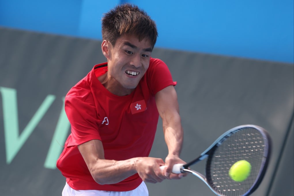 Jack Wong in action during his final Davis Cup appearance for Hong Kong in January 2024. Photo: Yik Yeung-man