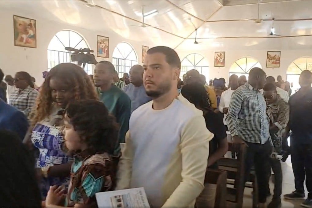 Cocaine smuggler Jos Leijdekkers attends a church service in Tihun, Sierra Leone, on January 1. Photo: Facebook/Reuters