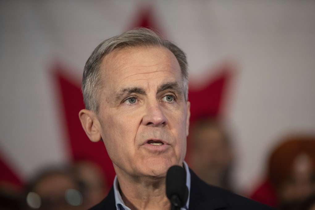 Mark Carney speaks during his Liberal leadership campaign launch in Edmonton, Alberta, on January 16. Photo: Canadian Press via AP
