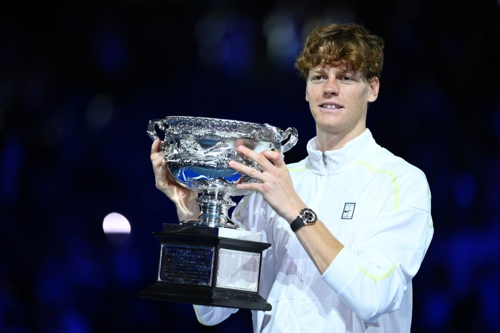 Jannik Sinner poses with the trophy after winning the men’s singles final at the Australian Open. Photo: EPA-EFE