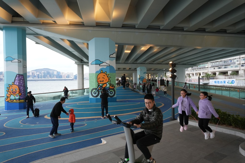 The western section of the long-awaited East Coast Boardwalk underneath the elevated Island Eastern Corridor is part of a HK$6.5 billion harbourfront enhancement programme. Photo: Sam Tsang