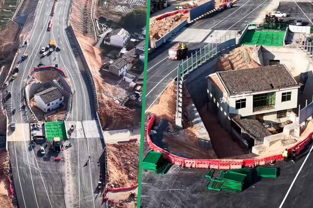 The owner regrets rejecting the government’s offer of 1.6 million yuan (US$220,000) as he ended up with nothing after they bypassed his property. Photo: SCMP composite/Douyin