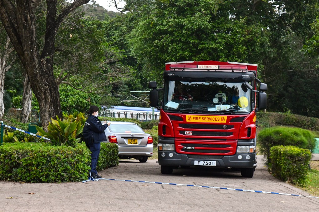 An investigation is underway after a partially charred body was discovered near a lake on Lantau Island. Photo: Handout