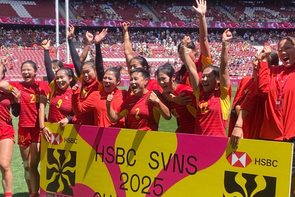 China’s women celebrate qualifying for the 2025 world series. Photo: Handout