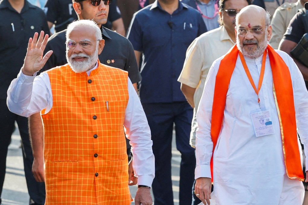 India’s Prime Minister Narendra Modi (left) walks alongside Amit Shah, Indian Home Minister in Ahmedabad, India on  May 7, 2024. Photo: Reuters