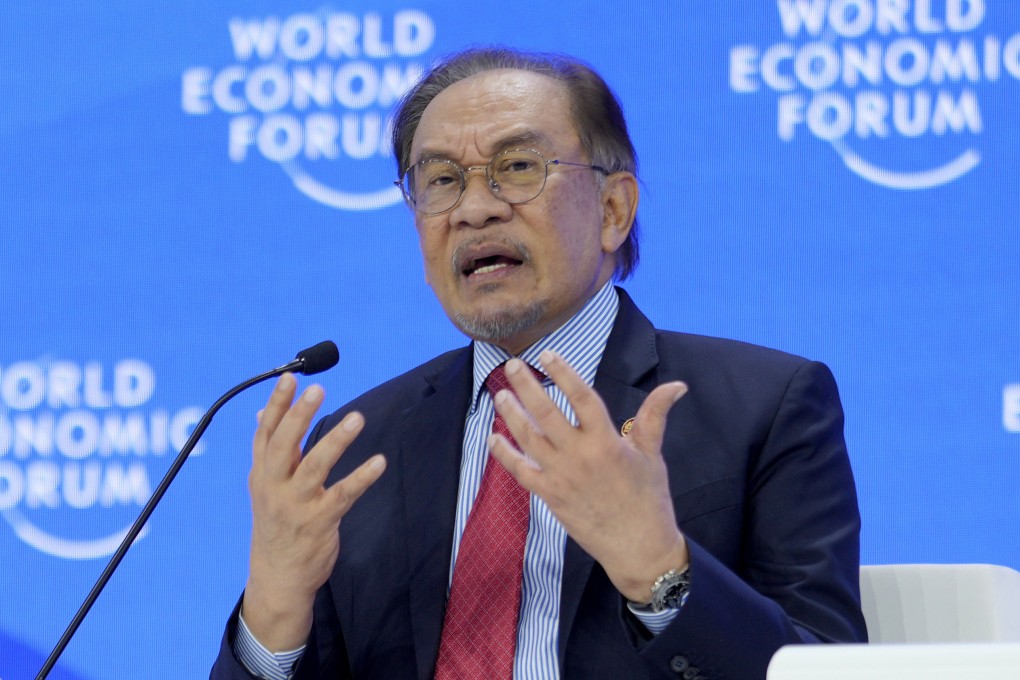 Malaysian Prime Minister Anwar Ibrahim speaks during the Annual Meeting of World Economic Forum in Davos, Switzerland, on January 22, 2025. Photo: AP
