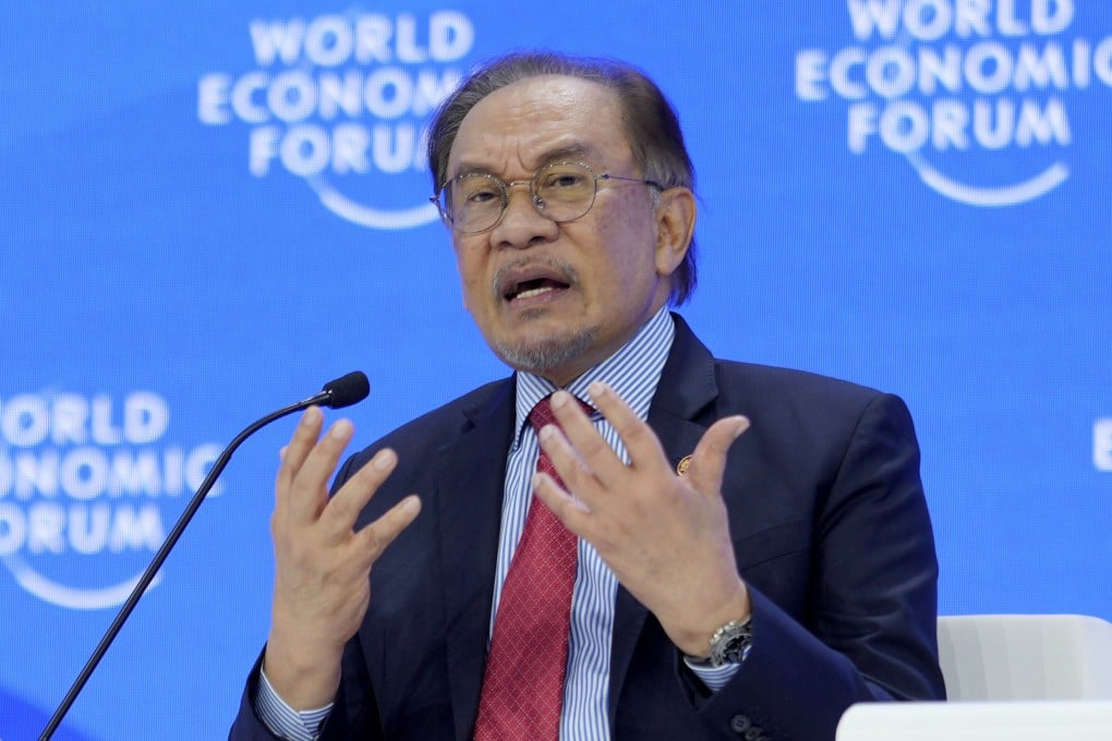Malaysian Prime Minister Anwar Ibrahim speaks during the Annual Meeting of World Economic Forum in Davos, Switzerland, on January 22, 2025. Photo: AP