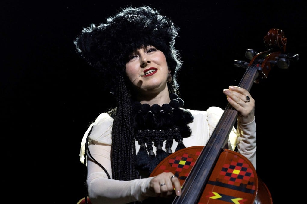 Nina Garenetska of the Ukrainian folk music quartet DakhaBrakha performs on stage at the Cabaret Sauvage in Paris, France on January 22, 2025. Photo: AFP