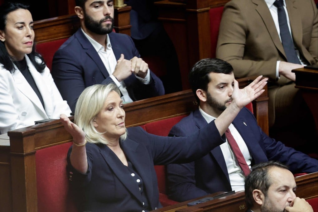 Marine Le Pen gestures during a voting session at the National Assembly, the French Parliament’s lower house, in Paris on December 2, 2024. Photo: AFP