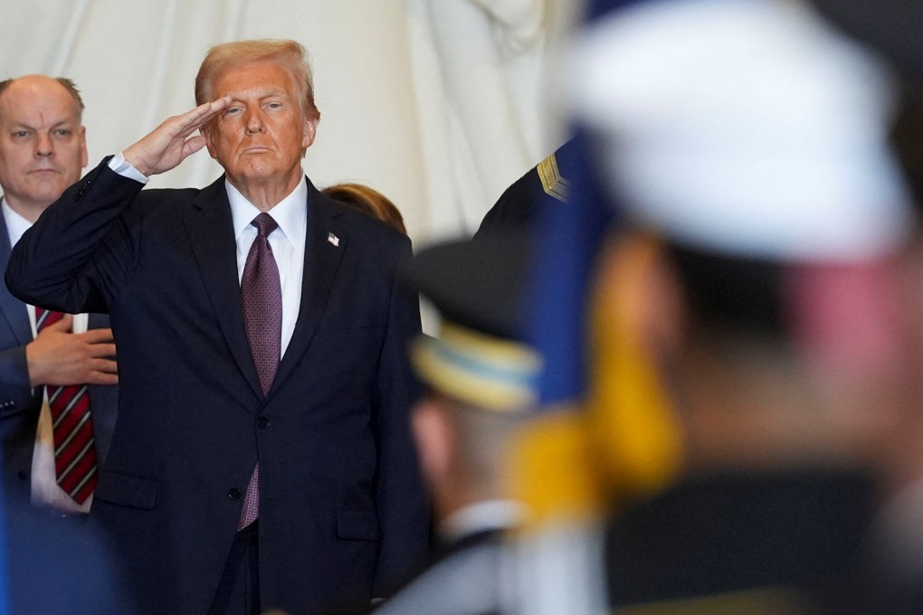 US President Donald Trump salutes while inspecting the troops during his inauguration in Washington on January 20. Photo: Reuters