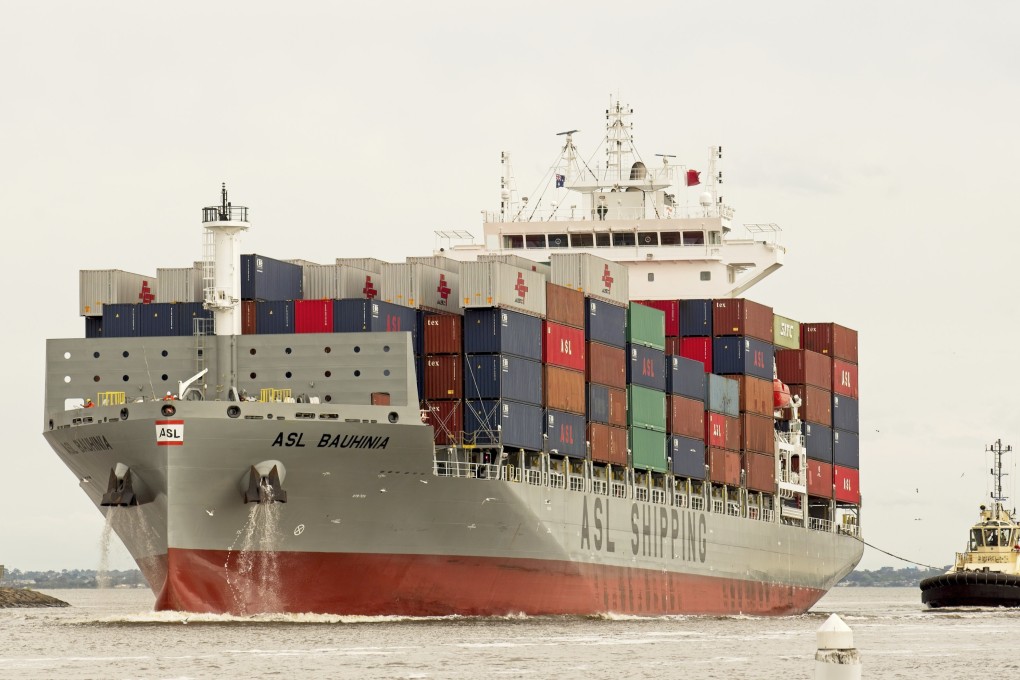 The Hong Kong-flagged container ship ASL Bauhinia is seen off Melbourne, Australia in 2022. Photo: AP