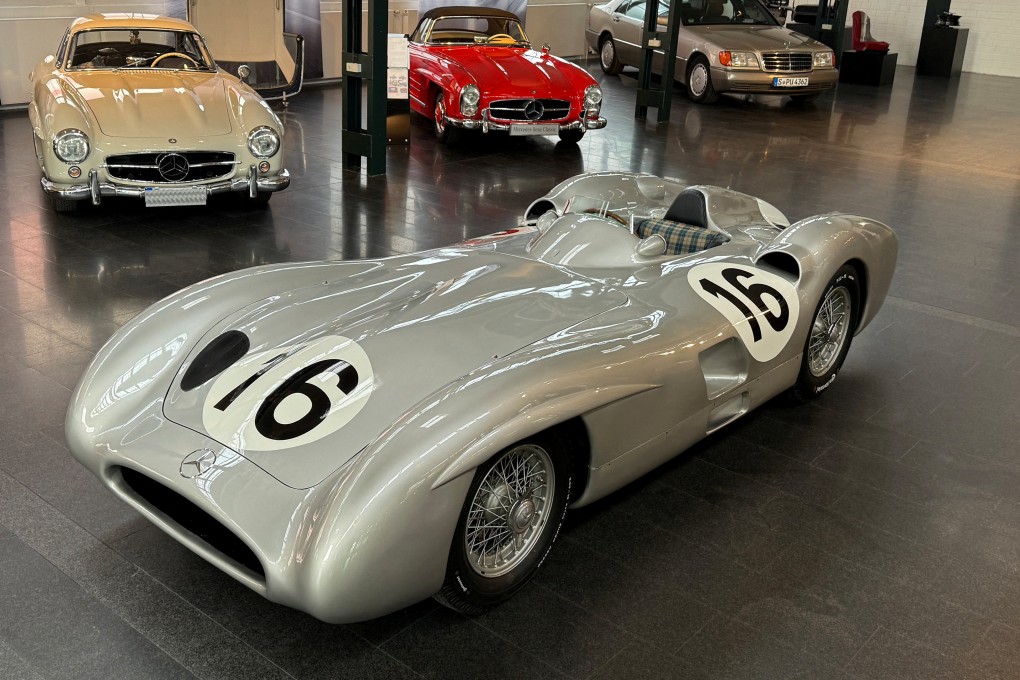 A streamlined Mercedes raced by Stirling Moss and five-time Formula One world champion Juan Manuel Fangio in 1955 will be sold in Stuttgart on Saturday. Photo: Reuters