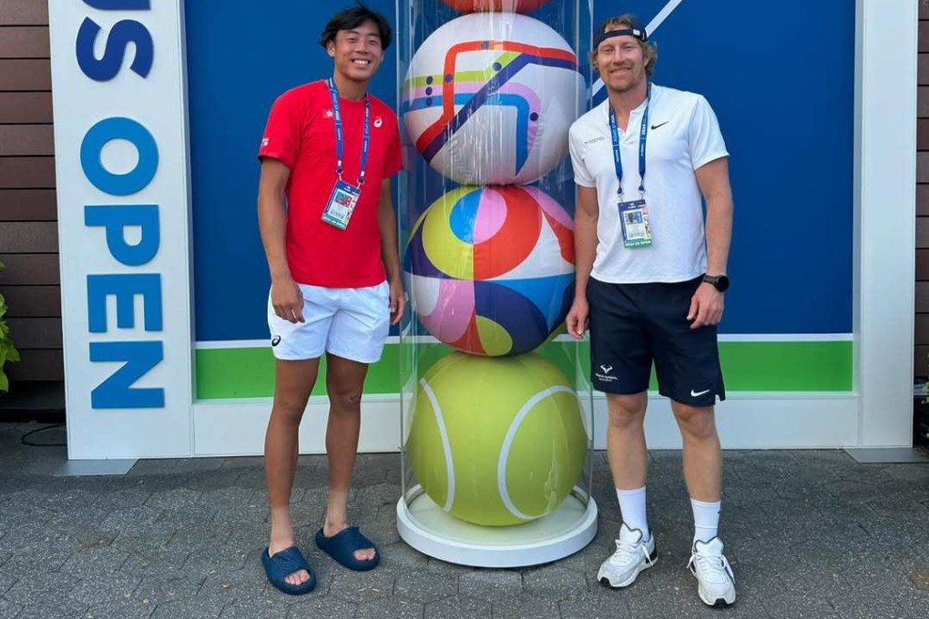 Coleman Wong (left) and coach James Allemby at last year’s US Open. Photo: Instagram/hambittttt