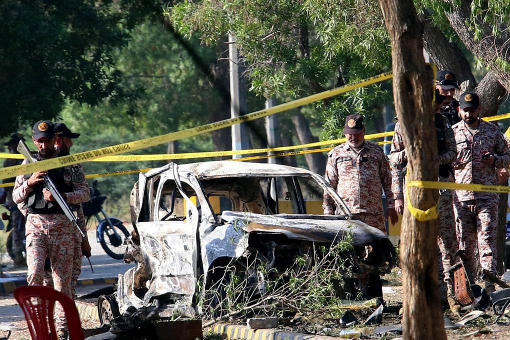 The scene of a BLA attack in Karachi last October in which two Chinese citzens died. Photo: EPA-EFE