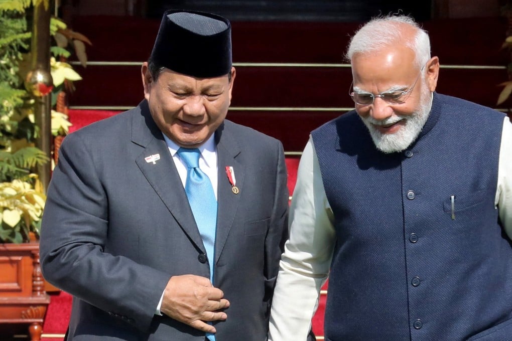 Indonesian President Prabowo Subianto (left) and India’s Prime Minister Narendra Modi arrive for their meeting at Hyderabad House in New Delhi, India, on January 25, 2025. Photo: Reuters
