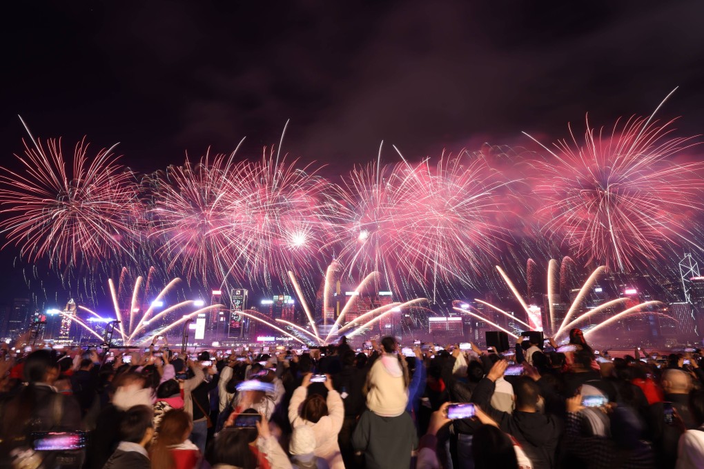 Hong Kong’s fireworks show gets under way on Thursday night. Photo: Nora Tam