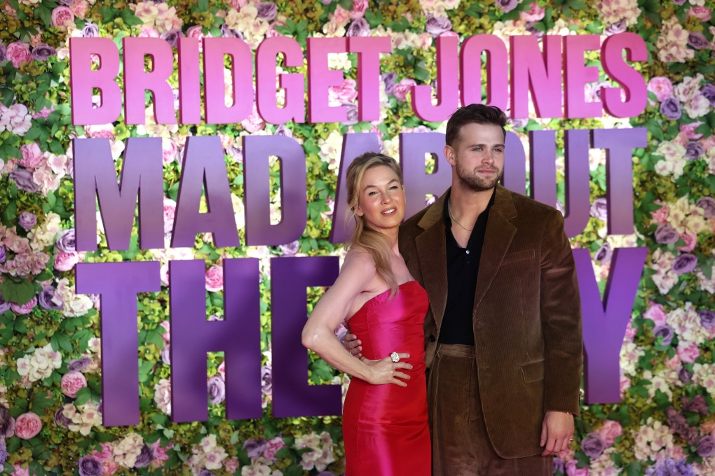 US actress Renee Zellweger and British actor Leo Woodall pose at the London premiere of Bridget Jones: Mad About the Boy, in which Zellweger reprises her role as Bridget and Woodall plays her much younger love interest. Photo: EPA-EFE