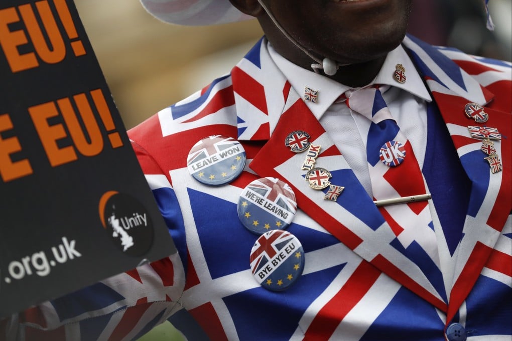 A Brexit supporter in London on January 31, 2020. File photo: AP