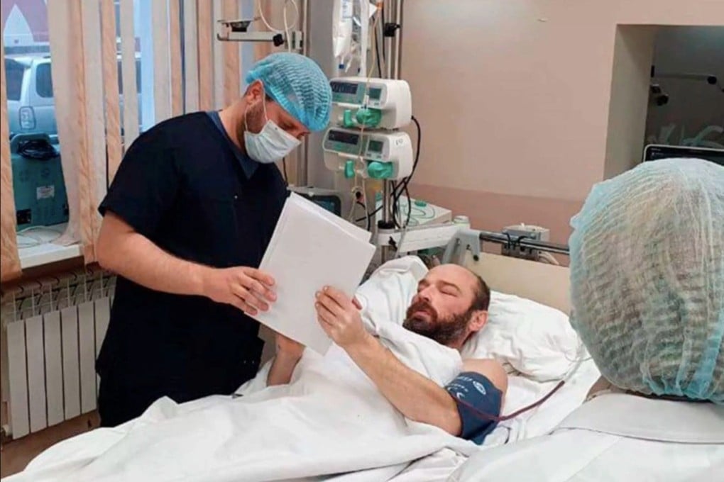 Mikhail Pichugin, shown here in hospital, was rescued from a dinghy off the coast of Russia in October. Photo: Russia Magadan Regional Government