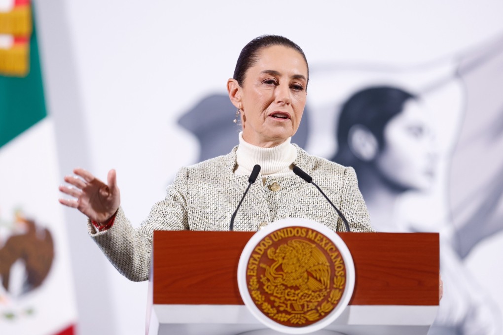 Mexican President Claudia Sheinbaum gives a morning press conference at the National Palace in Mexico City on Thursday. Photo: EPA-EFE