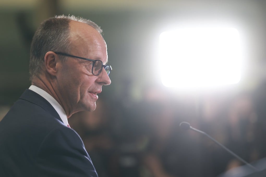 Christian Democratic Union leader Friedrich Merz gives a press statement in Berlin, Germany, on Friday. Photo: EPA-EFE