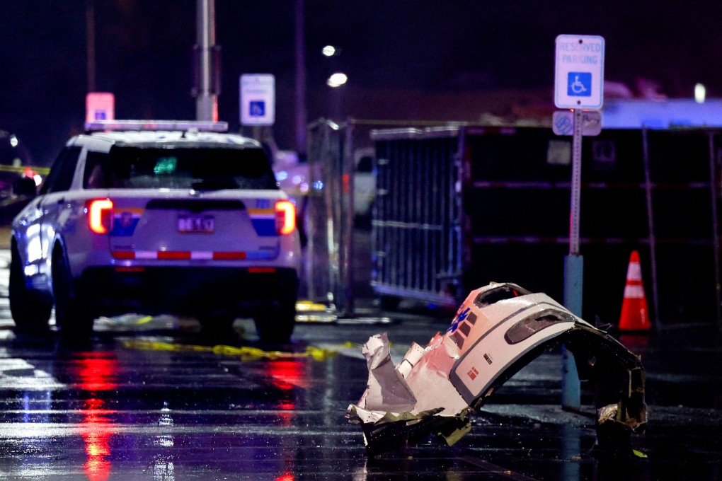 Debris of an aircraft lies at the site of a plane crash in Philadelphia, Pennsylvania on Friday. Photo: Reuters