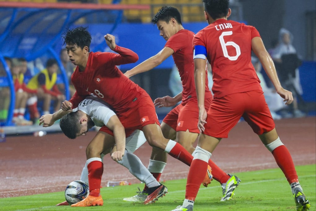 Anson Wong (No 8) in action during Hong Kong under-23s’ Asian Games semi-final campaign in 2023. Photo: Dickson Lee