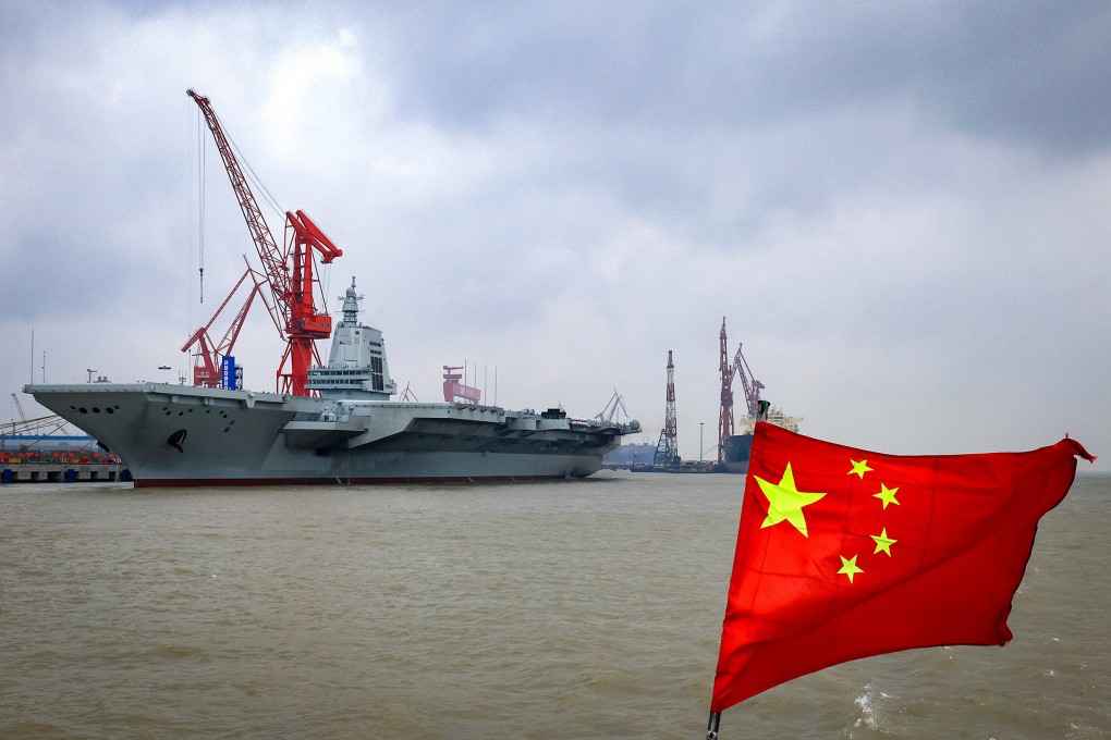 China’s third aircraft carrier the Fujian leaves the Shanghai Jiangnan Shipyard on May 1, 2024 for its first navigation test. Photo: Xinhua