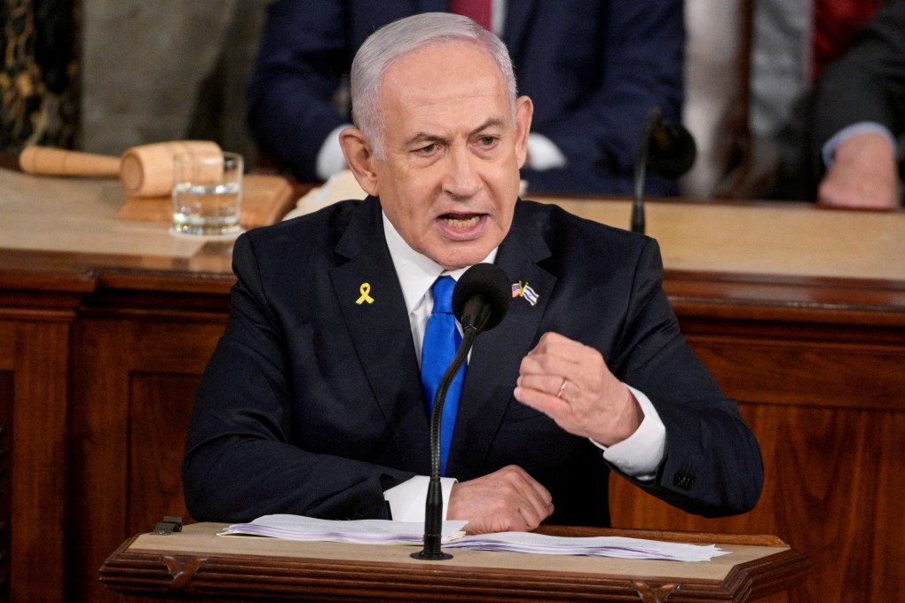 Israeli Prime Minister Benjamin Netanyahu addresses a joint meeting of the US Congress in Washington in July 2024. Photo: Reuters