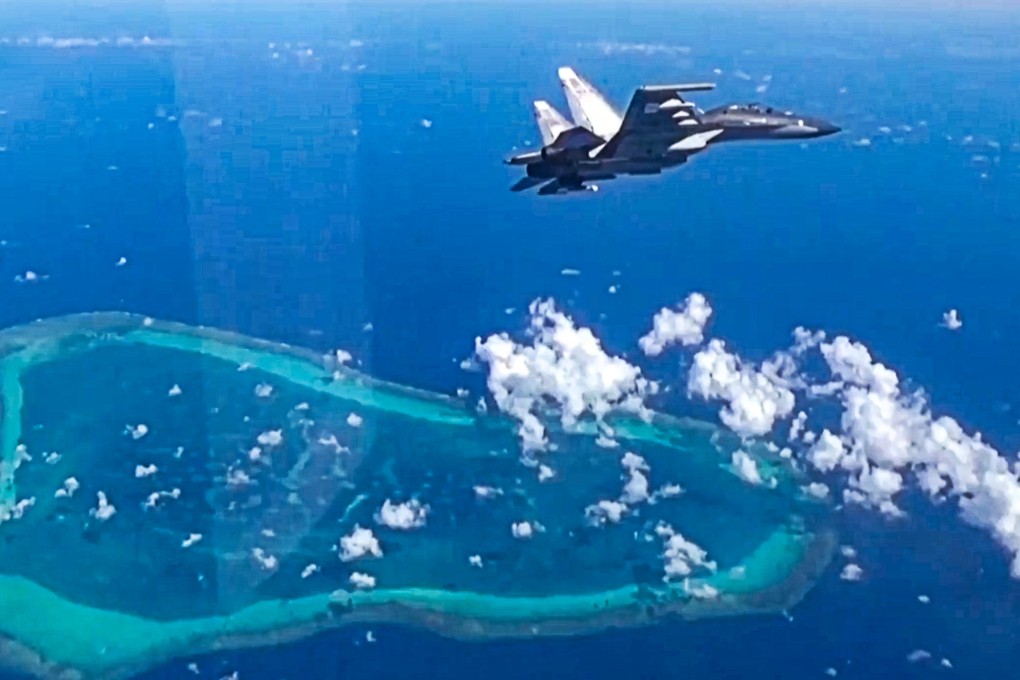The PLA has deployed multiple types of aircraft in its patrols around Scarborough Shoal, according to a social media account affiliated with state broadcaster CCTV. Photo: Weibo/ 玉淵譚天