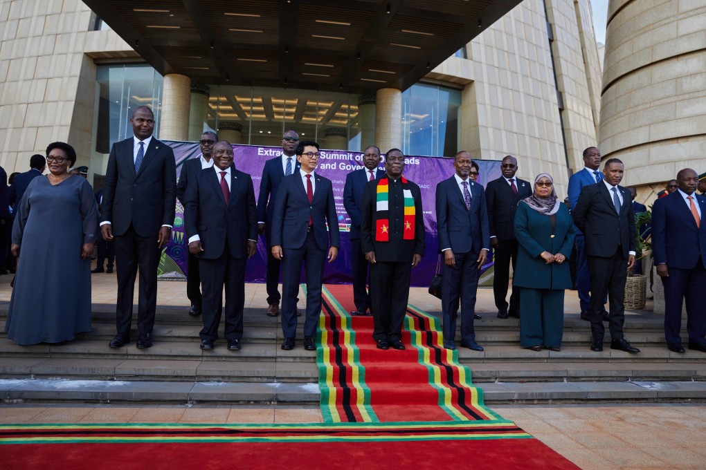 African heads of state and senior government officials pose for a photo ahead of the Southern African Development Community (SADC) extraordinary summit in Harare, Zimbabwe on Friday. Photo: AFP