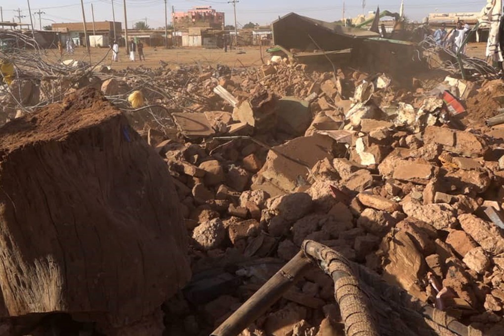 Debris is seen after an attack at Sabrein Market in Omdurman, north of the Sudanese capital Khartoum, on Saturday. Photo: Khartoum State Press Office/Xinhua