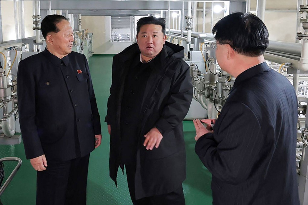 North Korea’s leader Kim Jong-un inspects a nuclear material production site and nuclear weapons laboratory last month. Photo: KCNA via KNS/AFP
