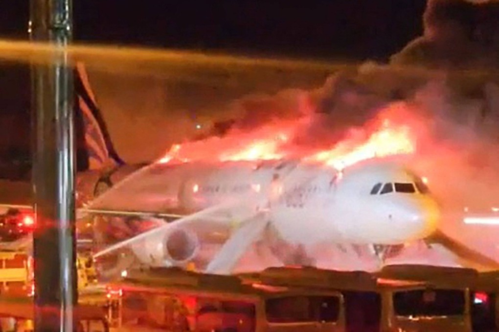 The Air Busan Airbus caught fire at Gimhae International Airport last Tuesday. Photo: AFP