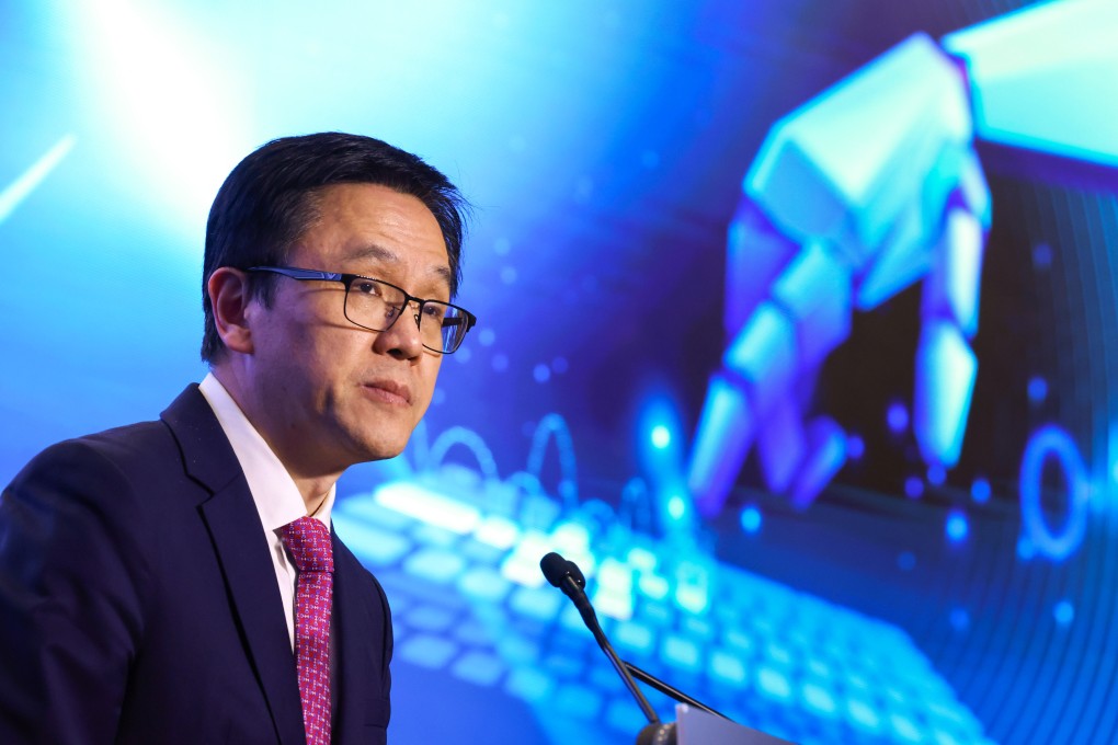 Sun Dong, secretary for innovation, technology and industry, delivers the closing keynote speech on Hong Kong’s innovative education roadmap at the annual Hong Kong Principals’ Forum at Ocean Park Marriott Hotel on December 10, 2024. Photo: Dickson Lee