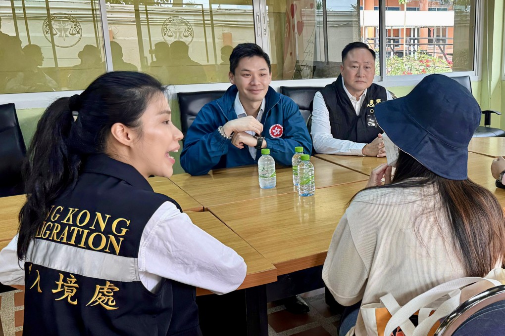 Hong Kong officials meet the victim (right) in Bangkok on Tuesday morning.  Photo: Handout