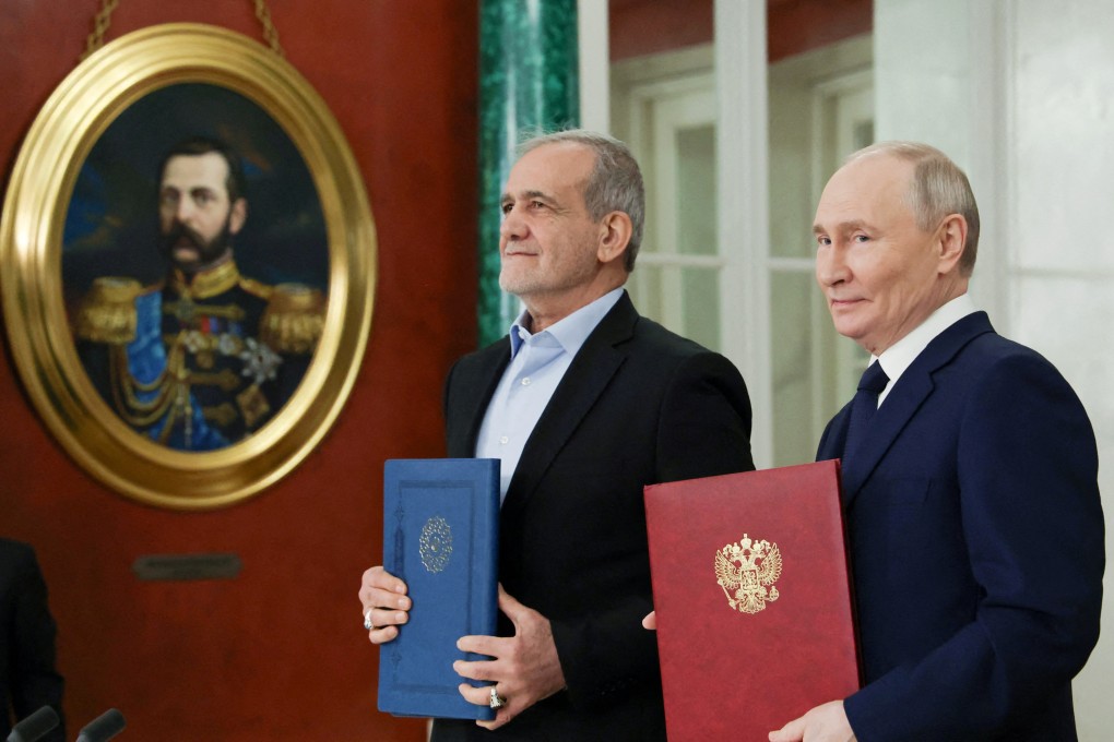 Russian President Vladimir Putin and Iranian President Masoud Pezeshkian attend a ceremony to sign an agreement of comprehensive strategic partnership between the two countries, at the Kremlin in Moscow, Russia on January 17. Photo: Sputnik / Pool via Reuters