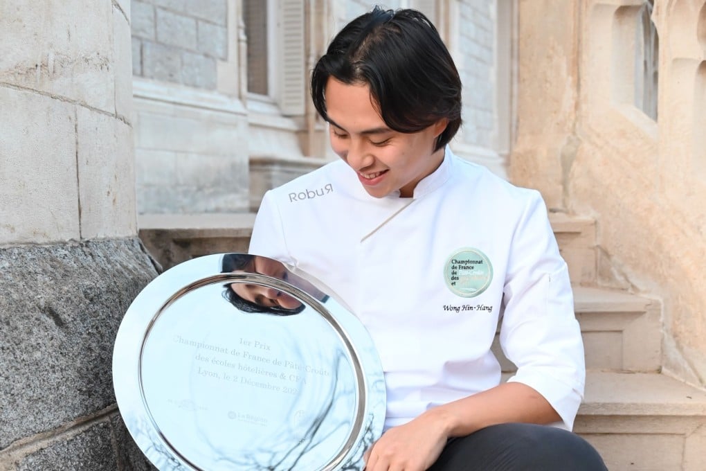 Hong Kong-born chef Jesse Summer Wong poses with the champion’s trophy plate after winning the Championnat de France de Pâté-Croûte des Écoles Hôtelières & CFA 2024 in Lyon in December. Photo: Courtesy of Jesse Summer Wong