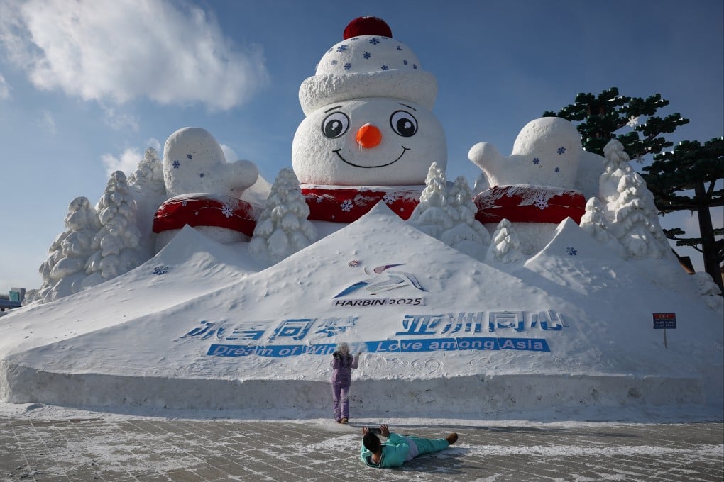 A giant snowman watches over Harbin at Yabuli Ski Resort. Photo: Reuters