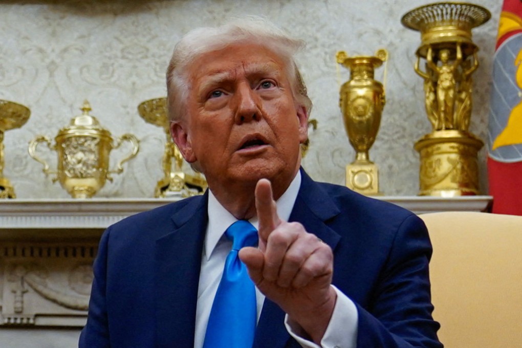 US President Donald Trump gestures as he speaks during a meeting with Israeli Prime Minister Benjamin Netanyahu at the White House on Tuesday. Photo: Reuters