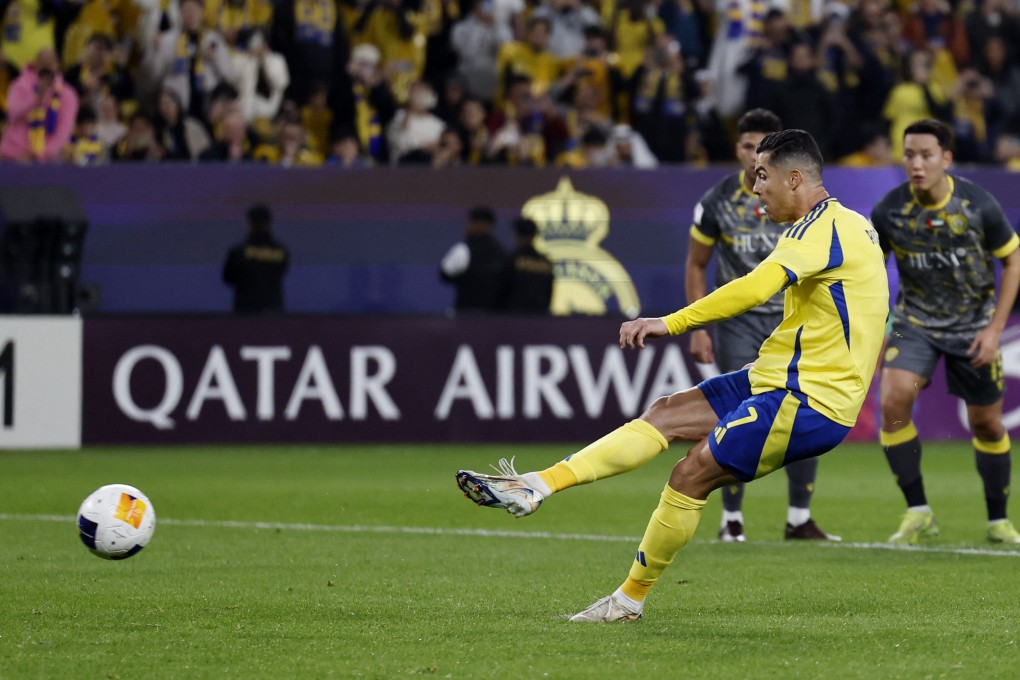 Al Nassr’s Cristiano Ronaldo scores the second goal from the penalty spot in the Saudi team’s 4-0 win over United Arab Emirates side Al-Wasl. Photo: Reuters
