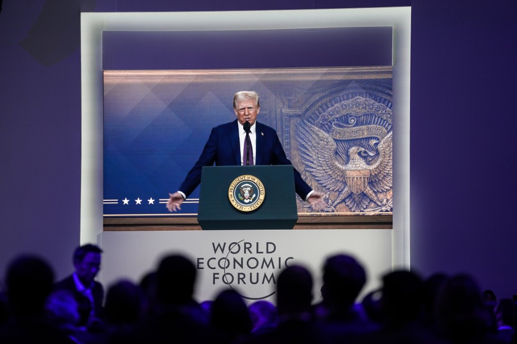 People watch US President Donald Trump speak at the World Economic Forum annual meeting in Davos, Switzerland, on January 23. Most conferences adopt a one-directional format, with speakers on stage addressing a passive audience. Photo: Xinhua